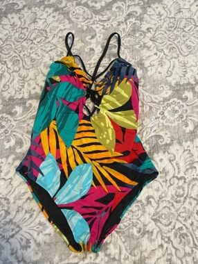 Tropical Leaf One-Piece Swimsuit - Multicolor